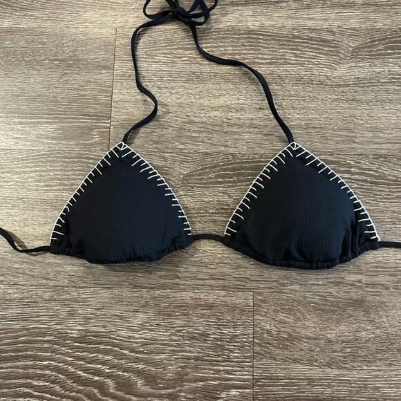 NWOT Marysia Sole Triangle Bikini Top Size Large Black Stitch Detail B/C Cup 1 - Picture 11 of 13